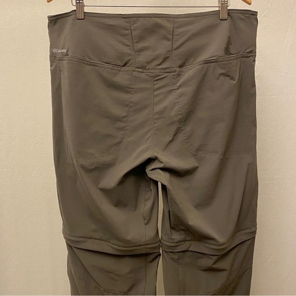 Columbia Sz 16 Convertible Zip Pants Olive Green Stretch Mid Rise Hiking Fishing - Picture 8 of 15